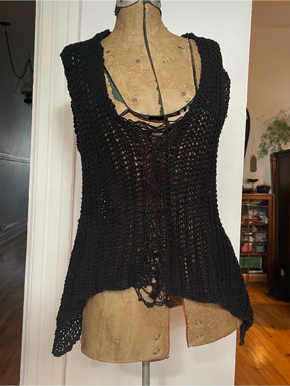 Black Sleeveless Crochet Knit Tank Top - Women
